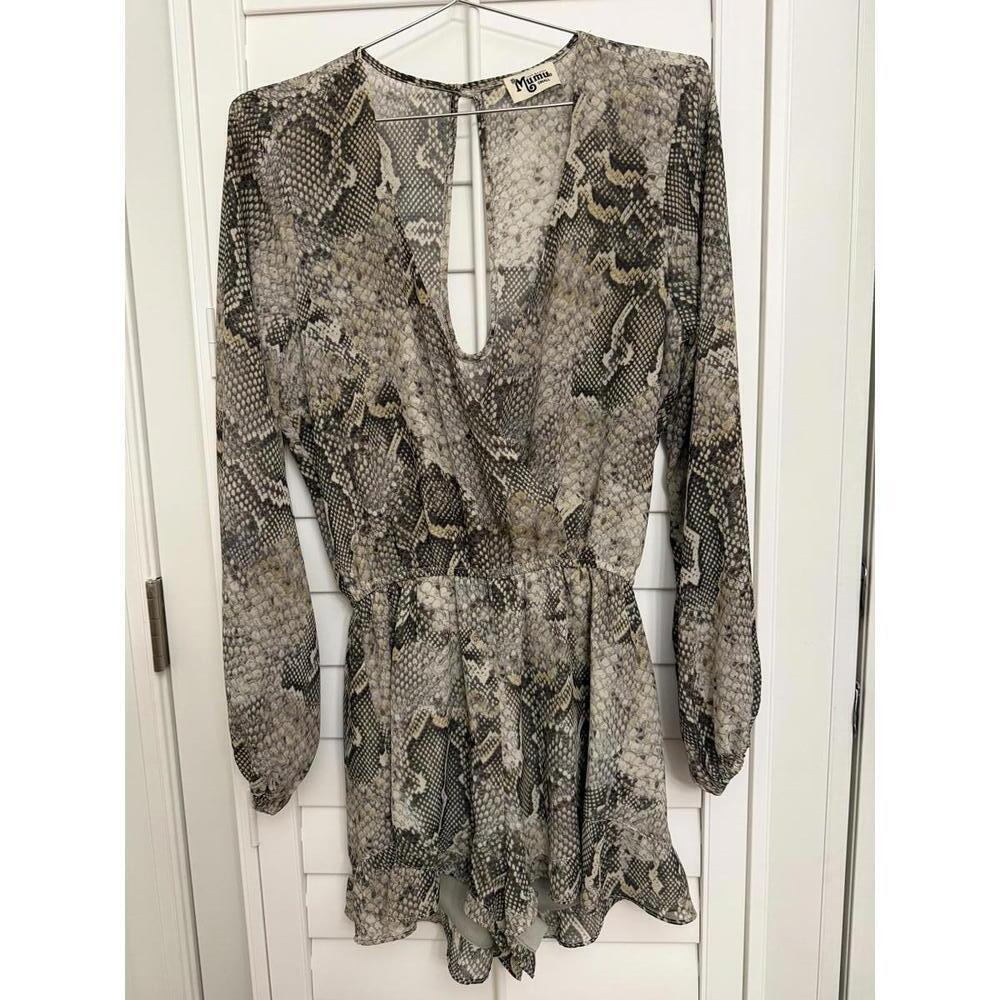 Show Me Your Mumu gray snakeskin print romper size Small